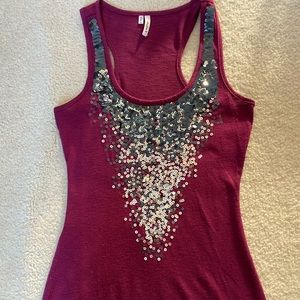 Magenta Silver Sequin Tank